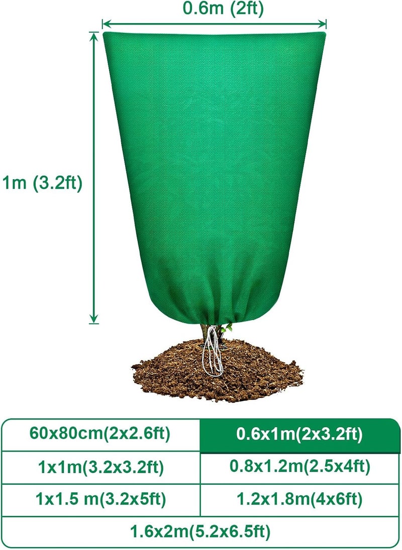 Abimars Thicker Plant Covers Freeze Protection Jacket 2.36 oz/yd², 2'x3.2' Reusable Winter Plant Covers with Drawstring & Zipper, 2 Pack Light, Porous Fabric for Plant Breathing - Image 2